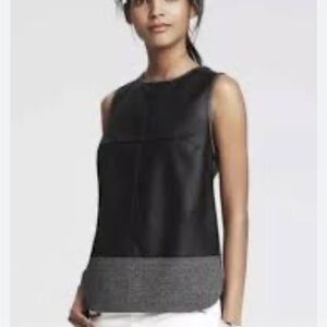Banana Republic Faux Leather Ponte Knit Sleeveless Top, Size XS